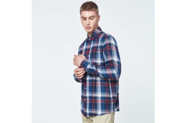 Image of Oakley Checked Woven Long Sleeve Shirt 3 - Mens, Blue-Burgundy-White Check, Large, FOA400538-9DC-L