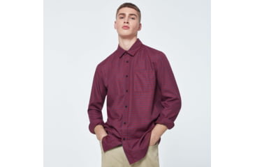 Image of Oakley Checked Woven Long Sleeve Shirt 6 - Mens, Mini Check Red-Blue, Extra Large, FOA400534-9DG-XL
