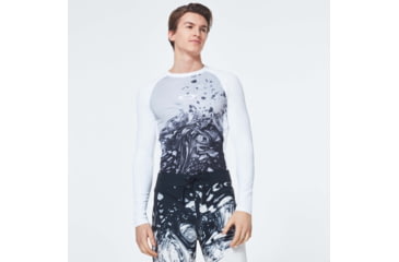 Image of Oakley Color Block Long Sleeve Rashguard T-Shirt - Mens, White Marble Print, Small, FOA400099-96L-S