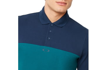 Image of Oakley Color Block Polo Short Sleeve - Mens, Foggy Blue, 2XL, 434322-6FB-XXL