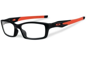 Image of Oakley Crosslink Eyeglass Frames with Non-Rx Lenses, Polished Black/Orange Frame, 53mm OX8027-1153