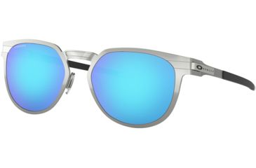 Image of Oakley DIECUTTER OO4137 Sunglasses 413704-55 - Satin Chrome Frame, Prizm Sapphire Lenses