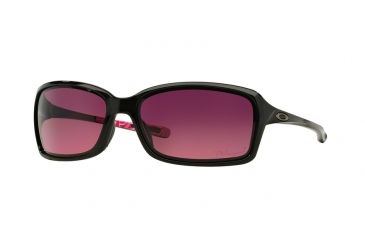 Image of Oakley Dispute Womens Sunglasses 923311-60 - Polished Black Frame, Rose Gradient Polarized Lenses