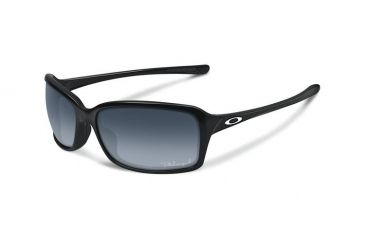 Image of Oakley Dispute Womens Sunglasses, Polished Black Frame, Grey Gradient Polarized Lens OO9233-05