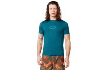 Image of Oakley Ellipse Logo Rashguard - Mens, Petrol, Large, 457602-9PE-L