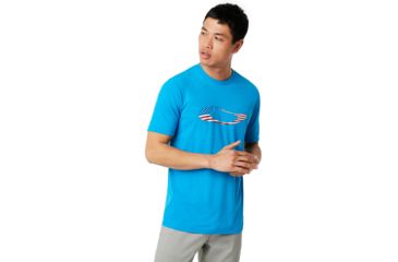 Image of Oakley Ellipse Usa Short Sleeve - Mens, Hawaiian Blue, Extra Small, 457355-6HB-XS