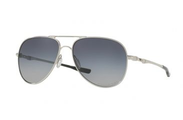 Image of Oakley ELMONT M &amp; L OO4119 Sunglasses 411902-60 - Polished Chrome Frame, Grey Gradient Polarized Lenses