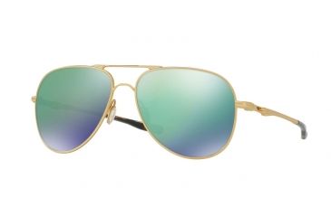 Image of Oakley ELMONT M &amp; L OO4119 Sunglasses 411903-58 - Satin Gold Frame, Jade Iridium Lenses