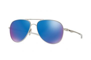 Image of Oakley ELMONT M &amp; L OO4119 Sunglasses 411907-60 - Satin Chrome Frame, Sapphire Iridium Polarized Lenses