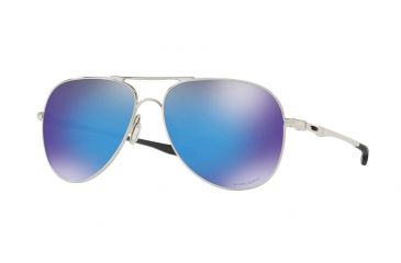 Image of Oakley Elmont M &amp; L OO4119 Sunglasses 411910-60 - Polished Chrome Frame, Prizm Sapphire Lenses