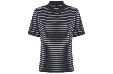 Image of Oakley Enjoy Striped Golf Polo Short Sleeve - Womens, Blackout, Large, 532357-02E-L
