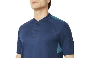 Image of Oakley Ergonomic Evolution Polo Short Sleeve - Mens, Dark Blue Med Htr, Large 434326-6E2-L