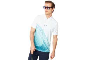 Image of Oakley Exploded Ellipse Golf Polo Short Sleeve - Mens, White, Small, 434310-100-S