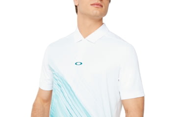 Image of Oakley Exploded Ellipse Golf Polo Short Sleeve - Mens, White, Small, 434310-100-S