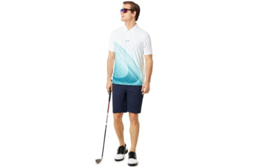 Image of Oakley Exploded Ellipse Golf Polo Short Sleeve - Mens, White, Small, 434310-100-S