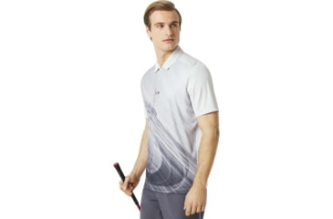 Image of Oakley Exploded Ellipse Short Sleeve Golf Polo - Mens, Light Grey, Extra Small, 434310CRS-202-XS