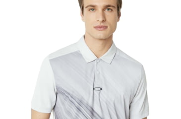 Image of Oakley Exploded Ellipse Short Sleeve Golf Polo - Mens, Light Grey, Extra Small, 434310CRS-202-XS