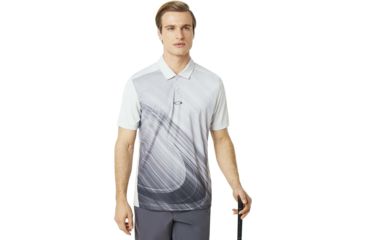 Image of Oakley Exploded Ellipse Short Sleeve Golf Polo - Mens, Light Grey, Extra Small, 434310CRS-202-XS