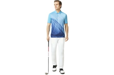 Image of Oakley Exploded Ellipse Short Sleeve Golf Polo - Mens, Stormed Blue, Extra Large, 434310CRS-6SB-XL