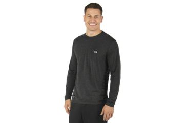 Image of Oakley Exposure LS Tee, Jet Black Heather, Medium 433445-01S-MD