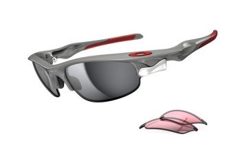 Image of Oakley Fast Jacket Asian Fit Mens Sunglasses Polished Fog Frame, Black Iridium and VR28 Lens OO9097-12