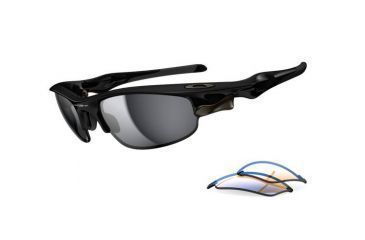 Image of Oakley Fast Jacket Mens Sunglasses Polished Black Frame, Black Iridium and P42 Lens OO9097-16