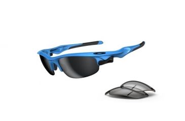 Image of Oakley Fast Jacket Sunglasses, Sky Blue Frame, Black Iridium &amp; Clear Lens OO9097-04