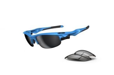 Image of Oakley Fast Jacket Sunglasses, Sky Blue Frame, Black Iridium &amp; Clear Lens OO9097-04