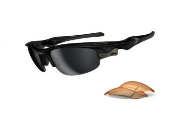 Image of Oakley Fast Jacket Sunglasses, Polish Blk Frame, Blk Irid Polar &amp; Pers Lens OO9097-05