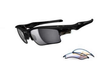 Image of Oakley Fast Jacket XL Mens Sunglasses Polished Black Frame, Black Iridium and P42 Lens OO9156-18