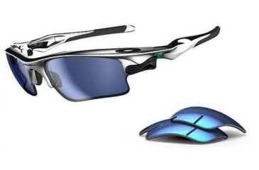 Image of Oakley Fast Jacket XL Sunglasses, Chrome Frame, Blue Irid + Jade Lens OO9156-02