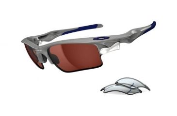 Image of Oakley Fast Jacket XL Mens Sunglasses Polished Fog Frame, VR28 Black Iridium and Grey Lens OO9156-17