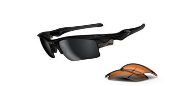 Image of Oakley Fast Jacket XL Sunglasses - Polished Black Frame w/ Black Iridium &amp; Persimmon Lenses OO9156-01