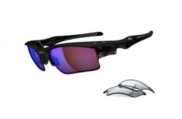 Image of Oakley Fast Jacket XL Mens Sunglasses Polished Black Frame, G30 and Grey Lens OO9156-19
