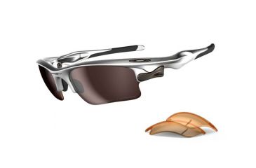 Image of Oakley Fast Jacket XL Sunglasses, Silver Frame, Blk Polar + Persimmon Lens OO9156-08