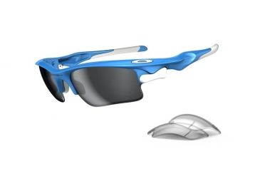 Image of Oakley Fast Jacket XL Sunglasses, Sky Blue Frame, Black Irid + Clear Lens OO9156-04