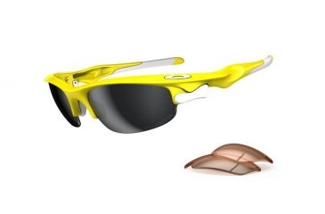 Image of Oakley Fast Jacket Asian Fit Lemon Peel Frame w/ Black IridiumPolarized r Lenses Sunglasses OO9162-08