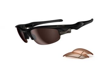 Image of Oakley Fast Jacket Asian Fit Polished Black Frame w/ Grey Polarized arized Lenses Sunglasses OO9162-05