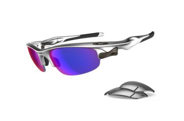 Image of Oakley Fast Jacket Asian Fit Silver Frame w/ Light +Red Iridium Lenses Sunglasses OO9162-11