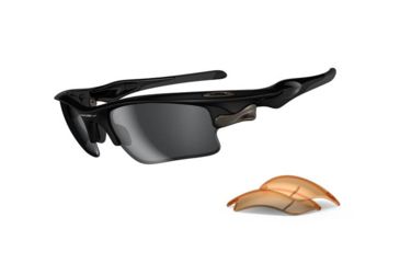 Image of Oakley Fast Jacket Asian Fit XL Polished Black Frame w/ Slate Iridium Lenses Sunglasses OO9163-01