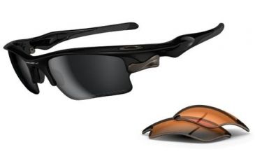 Image of Oakley Fast Jacket XL Sunglasses - Polished Black Frame w/ Black Iridium Polarized &amp; Persimmon Lenses OO9156-05