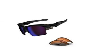 Image of Oakley Fast Jacket XL Sunglasses, Polish Blk Frame, G30 Irid+Persimmon Lens OO9156-03