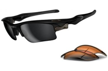 Image of Oakley Fast Jacket XL Sunglasses - Polished Black w/ Black Iridium &amp; Persimmon Lenses OO9156-01