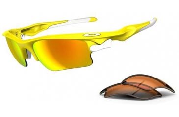 Image of Oakley Fast Jacket XL Sunglasses - Lemon Peel Frame w/ Fire Iridium &amp; Persimmon Lenses OO9156-11