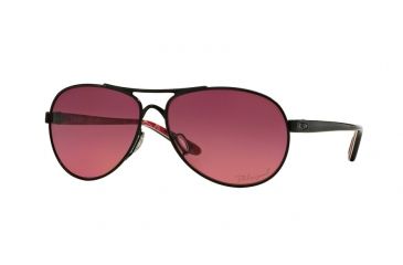 Image of Oakley Feedback Womens Sunglasses 407915-59 - Polished Black Frame, Rose Gradient Polarized Lenses