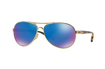 Image of Oakley Feedback Womens Sunglasses 407917-59 - Polished Gold Frame, Sapphire Irid Polar Lenses