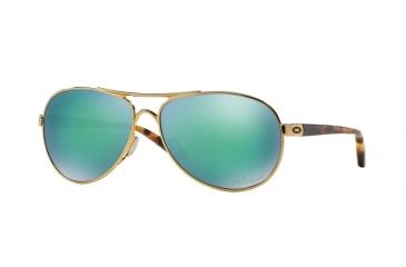 Image of Oakley Feedback Womens Sunglasses 407920-59 - Polished Gold Frame, Jade Irid Polar Lenses