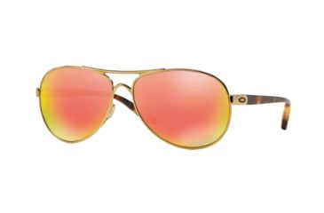 Image of Oakley Feedback Womens Sunglasses 407921-59 - Polished Gold Frame, Ruby Irid Polar Lenses