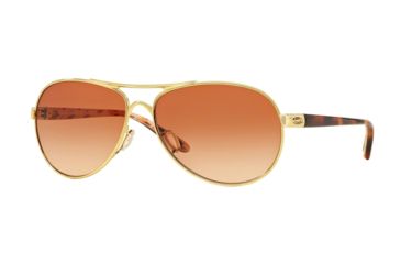 Image of Oakley Feedback Womens Sunglasses 407922-59 - Polished Gold Frame, VR50 Brown Gradient Lenses