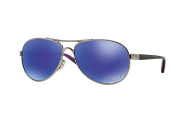 Image of Oakley Feedback Womens Sunglasses 407923-59 - Polished Chrome Frame, Violet Iridium Polarized Lenses